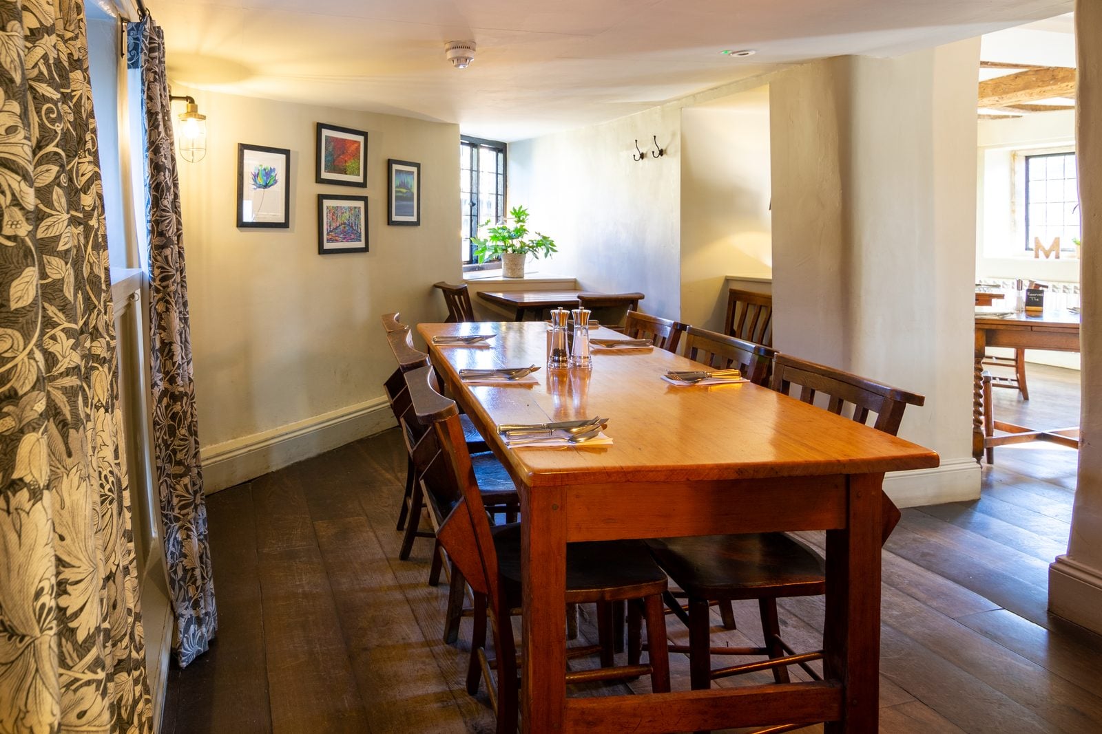 A long table set for a group