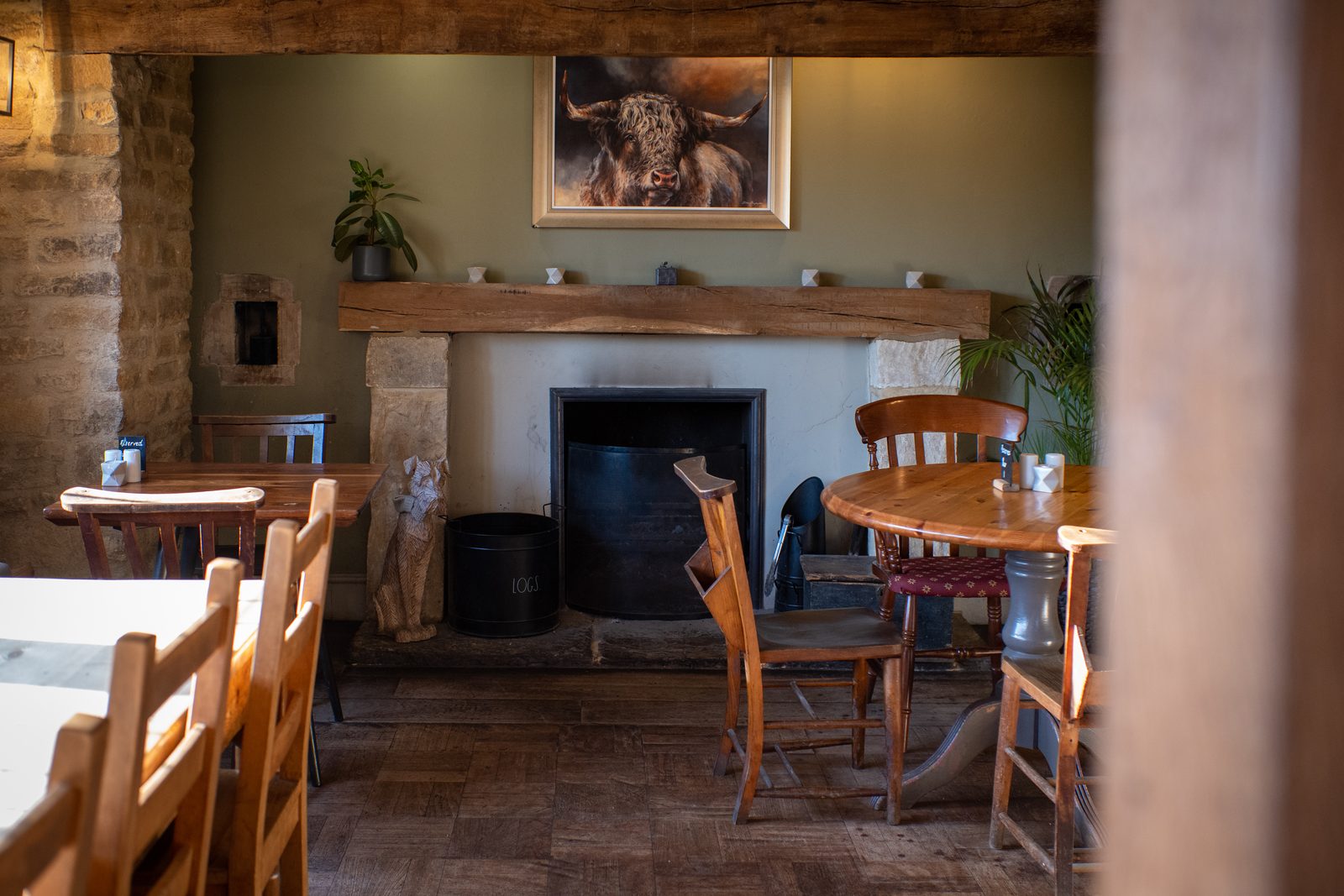 Dining by the fireplace